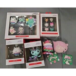 12 Gabbys Dollhouse Hallmark Ornaments 1 Tree Topper 2 Squishmallows Lot
